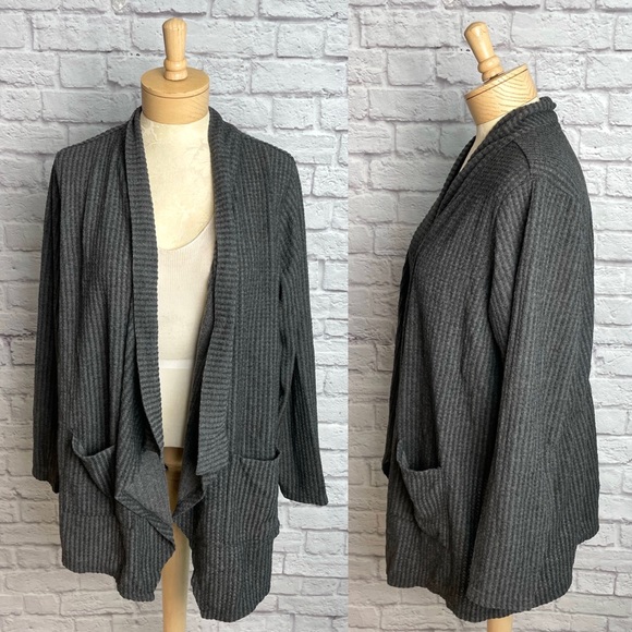 QVC Any Body Gray Ribbed Cardigan Size 1X - Picture 1 of 5